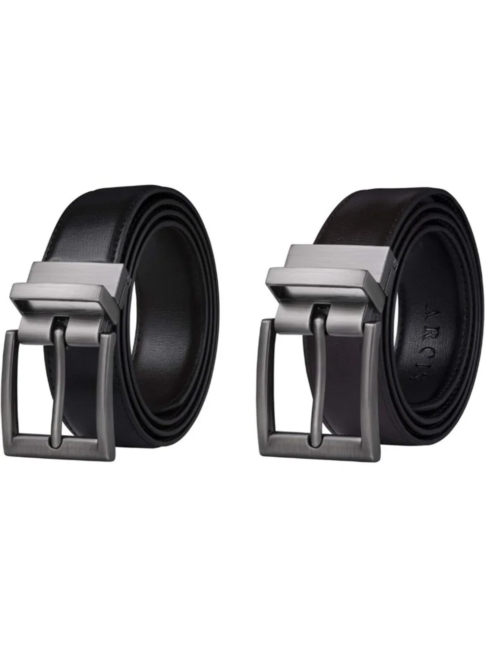 Reversible Men's Belt - Black & Brown Cowhide Minimalist Style for Work & Casual